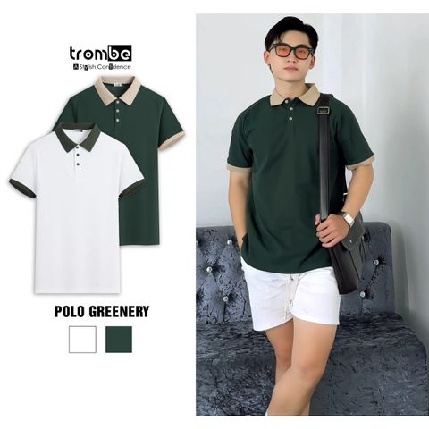 Áo Polo Nam TROMBE GREENERY Cổ Gân Phối Màu - Vải Pique Mềm Mại, Form Đẹp Tay Raglan Phong Cách Hiện Đại, Lịch Lãm Mặc Đi Làm, Đi Chơi