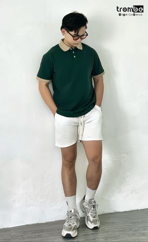 Áo Polo Nam TROMBE GREENERY Cổ Gân Phối Màu - Vải Pique Mềm Mại, Form Đẹp Tay Raglan Phong Cách Hiện Đại, Lịch Lãm Mặc Đi Làm, Đi Chơi