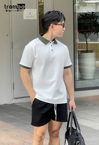 Áo Polo Nam TROMBE GREENERY Cổ Gân Phối Màu - Vải Pique Mềm Mại, Form Đẹp Tay Raglan Phong Cách Hiện Đại, Lịch Lãm Mặc Đi Làm, Đi Chơi