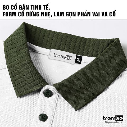 Áo Polo Nam TROMBE GREENERY Cổ Gân Phối Màu - Vải Pique Mềm Mại, Form Đẹp Tay Raglan Phong Cách Hiện Đại, Lịch Lãm Mặc Đi Làm, Đi Chơi