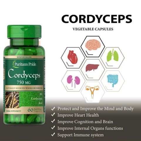 Đông trùng hạ thảo Puritan’s Pride Cordyceps 750mg 60 viên