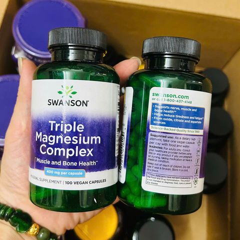 Magie thuần chay Triple Magnesium 400mg Swanson USA 100 viên