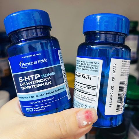 Giảm căng thẳng, an thần Puritan’s Pride 5-HTP 50mg 60 viên