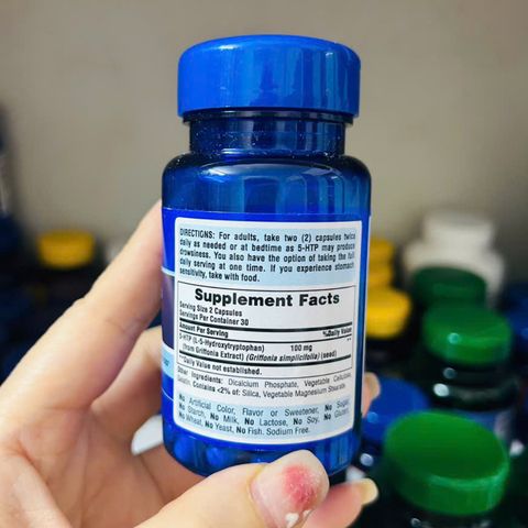 Giảm căng thẳng, an thần Puritan’s Pride 5-HTP 50mg 60 viên