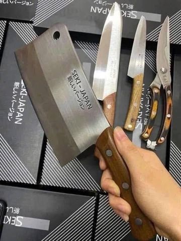 Bộ Dao Seki 4 Món Nhật Bản - Dao Gọt, Thái, Chặt, Kéo KAI Cao Cấp, Sắc Bén, Đa Năng Cho Gian Bếp Sang Trọng