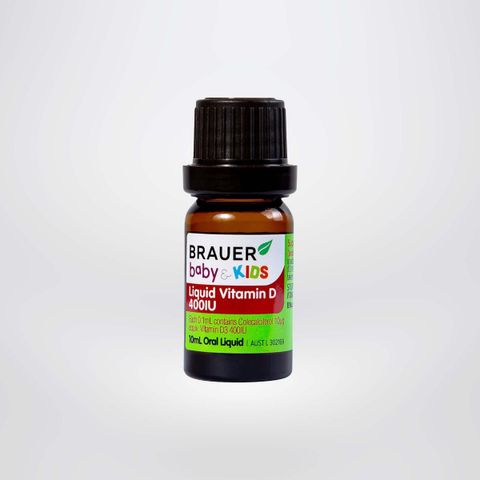 Siro Vitamin D3 cho Bé Brauer 400 IU - Dạng lỏng, Hỗ trợ Tăng cường Hệ Miễn dịch và Hấp thu Canxi, 10ml
