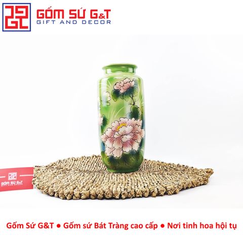 Lọ Hoa Dáng Phích Loe Vẽ 3D Hoa Phù Dung - Gốm Sứ Cao Cấp, Trang Trí Phòng Ăn Sang Trọng, Quà Tặng Ý Nghĩa