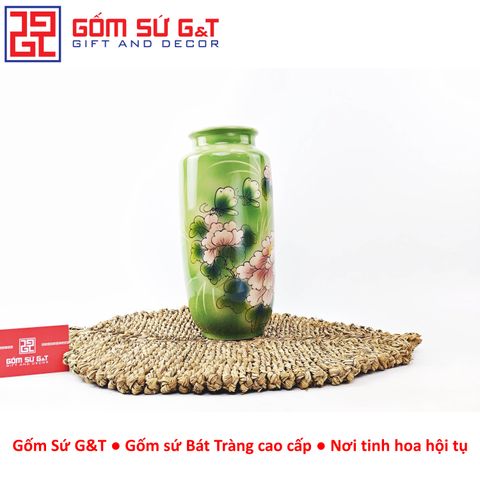 Lọ Hoa Dáng Phích Loe Vẽ 3D Hoa Phù Dung - Gốm Sứ Cao Cấp, Trang Trí Phòng Ăn Sang Trọng, Quà Tặng Ý Nghĩa