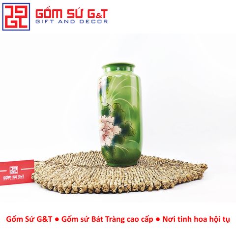 Lọ Hoa Dáng Phích Loe Vẽ 3D Hoa Phù Dung - Gốm Sứ Cao Cấp, Trang Trí Phòng Ăn Sang Trọng, Quà Tặng Ý Nghĩa