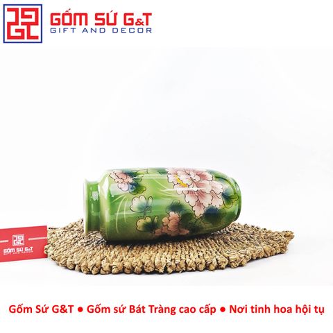 Lọ Hoa Dáng Phích Loe Vẽ 3D Hoa Phù Dung - Gốm Sứ Cao Cấp, Trang Trí Phòng Ăn Sang Trọng, Quà Tặng Ý Nghĩa