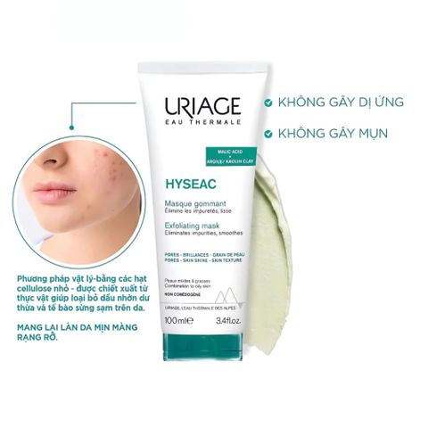 Mặt Nạ Tẩy Tế Bào Chết Uriage Hyseac 100ml - Giải Pháp Cho Da Dầu và Mụn, Mang Lại Thông Thoáng và Khỏe Mạnh