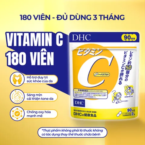 [Nhập khẩu] Viên Uống DHC Vitamin C Hard Capsule bổ sung vitamin C, vitamin B2 cho cơ thể