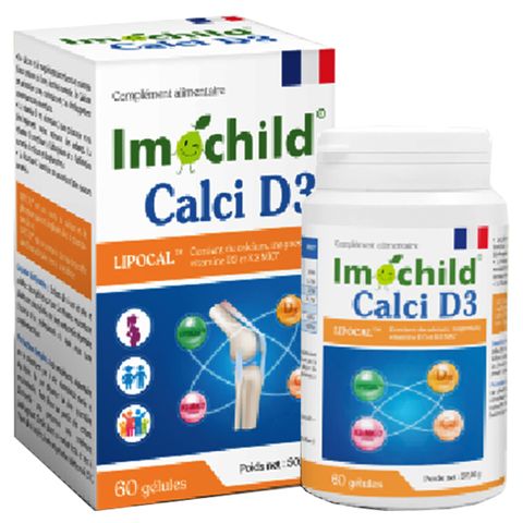 Viên uống bổ sung Canxi Imochild Calci D3 - 60 viên giúp xương chắc khỏe, hỗ trợ mẹ bầu và trẻ em trên 6 tuổi