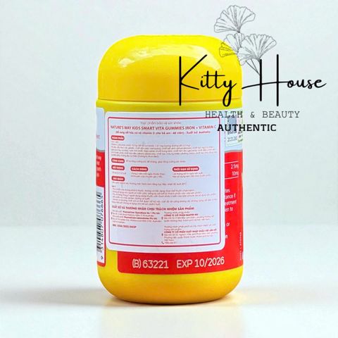 Viên Kẹo Dẻo Bổ Sung Sắt & Vitamin C Nature’s Way Kids Smart Vita Gummies - Giúp Tăng Cường Sức Đề Kháng Cho Trẻ 60 Viên