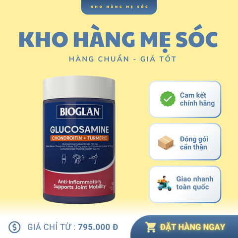 Viên Uống Bổ Xương Khớp Bioglan Glucosamine + Chondroi + Nghệ 120 Viên - Hỗ Trợ Khớp Linh Hoạt, Giảm Đau Nhức - Thương Hiệu Uớc Uy Tín