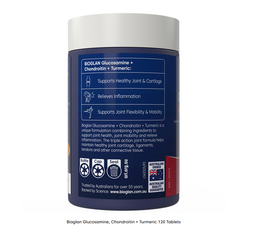 Viên Uống Bổ Xương Khớp Bioglan Glucosamine + Chondroi + Nghệ 120 Viên - Hỗ Trợ Khớp Linh Hoạt, Giảm Đau Nhức - Thương Hiệu Uớc Uy Tín