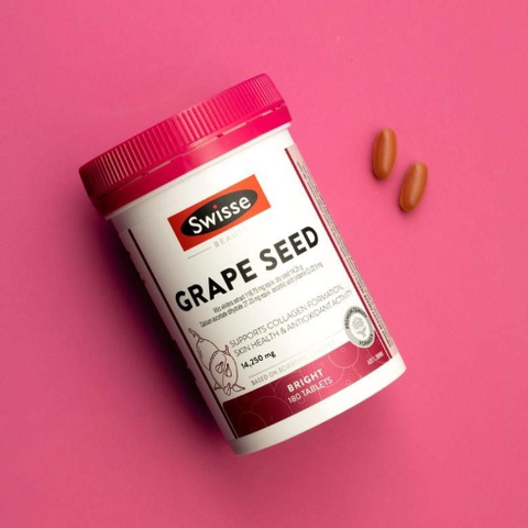 Viên Uống Tinh Chất Hạt Nho Swisse Beauty 14,250mg - Chống Oxy Hóa, Làm Đẹp Da, Hỗ Trợ Tim Mạch - Lọ 180 Viên Xuất Xứ Úc