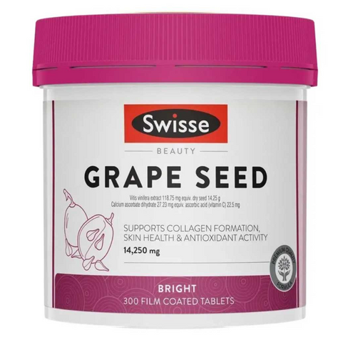Viên Uống Tinh Chất Hạt Nho Swisse Beauty Grape Seed 14,250mg 300 Viên - Chống Oxy Hóa, Chăm Sóc Da, Bảo Vệ Tim Mạch - Hàng Úc Uy Tín
