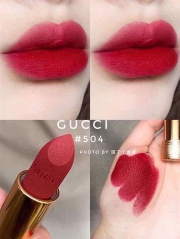 Son Gucci 504 Myra Crimson - Son Môi Lì Sang Trọng, Độ Bền Màu Cao, Lớp Màu Đều, Dưỡng Ẩm Tuyệt Đối, Phụ Kiện Thời Trang Quyến Rũ