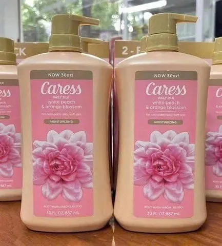 Sữa tắm Caress Body Wash cho phụ nữ - Hương đào trắng và hoa cam 887ml - Dưỡng ẩm, làm sạch da, thư giãn hàng ngày