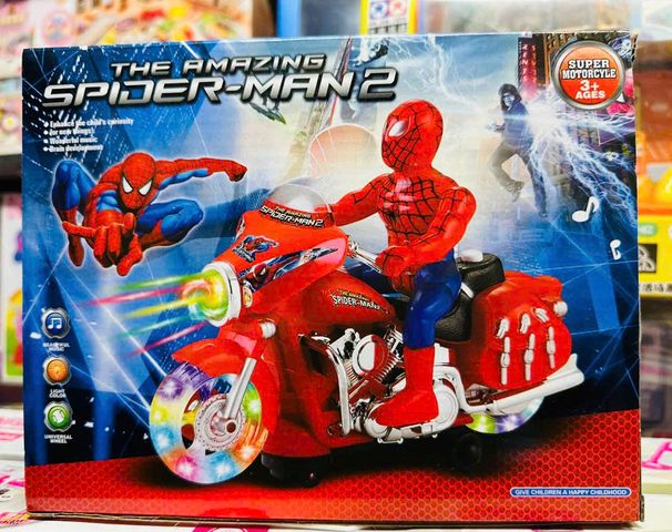 Đồ chơi Spider Man điều khiển từ xa xe máy phân khối lớn chạy pin có đèn và âm thanh - Quà tặng tuyệt vời cho trẻ em