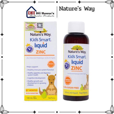 Bổ Sung Kẽm Tăng Đề Kháng Nature’s Way Kids Smart Liquid 100ml - Vitamin Hỗ Trợ Sức Khỏe Cho Trẻ Em 6 Tháng Đến 12 Tuổi