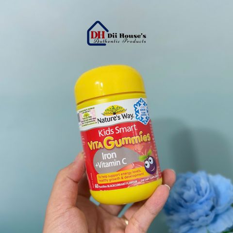 Kẹo Dẻo Bổ Sung Kẽm và Vitamin C Nature's Way Kids Smart Vita Gummies Sắt + Vitamin C 60 viên - Hỗ Trợ Sức Đề Kháng Cho Trẻ 2-12 Tuổi