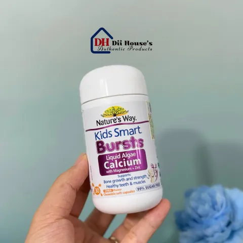 Viên bổ sung canxi Nature's Way Bursts - Canxi từ tảo lỏng với Magie & Kẽm cho trẻ 30 viên, hỗ trợ xương chắc khỏe và phát triển.