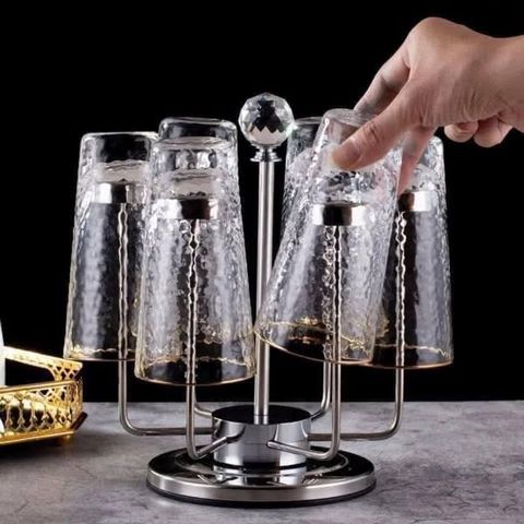 Giá úp cốc xoay 360 độ Conral cho 6 cốc - Dụng cụ nhà bếp tiện lợi, sáng bóng, thiết kế tinh tế, chống gỉ SUS304