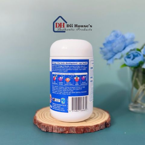 Viên Nhai Bổ Sung Omega-3 Nature's Way Kids Smart Bursts - Hỗ Trợ Não Bộ & Mắt Cho Trẻ Em, 60 Viên