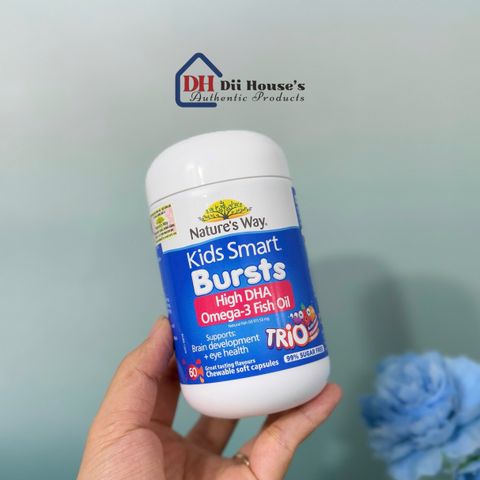 Viên Nhai Bổ Sung Omega-3 Nature's Way Kids Smart Bursts - Hỗ Trợ Não Bộ & Mắt Cho Trẻ Em, 60 Viên