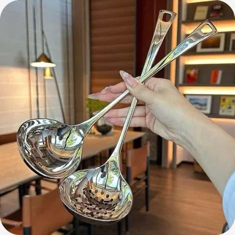 Set Muôi Lẩu Inox 304 Chockmen - Bộ Muôi Canh & Muôi Thủng Chống Trơn Dài 29cm - Dụng Cụ Nhà Bếp An Toàn và Dễ Vệ Sinh