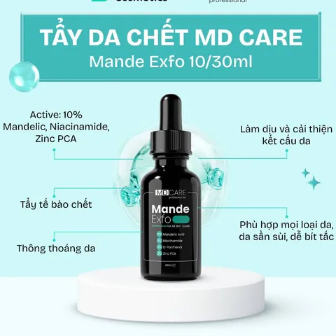 MD CARE MANDE EXFO 10ml - Tẩy Tế Bào Chết Mandelic Acid Dành Cho Da Nhạy Cảm, Căng Bóng, Làm Sáng, Mờ Nếp Nhăn, Chống Oxy Hóa