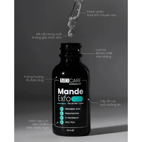 MD CARE MANDE EXFO 10ml - Tẩy Tế Bào Chết Mandelic Acid Dành Cho Da Nhạy Cảm, Căng Bóng, Làm Sáng, Mờ Nếp Nhăn, Chống Oxy Hóa