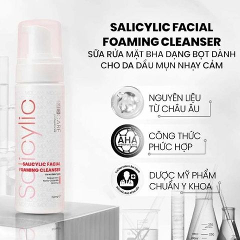 MD CARE Sữa Rửa Mặt BHA Dạng Bọt - Giảm Nhờn, Ngăn Ngừa Mụn, Làm Sạch Lỗ Chân Lông, Dưỡng Ẩm Cho Da Dầu & Nhạy Cảm (200ml)