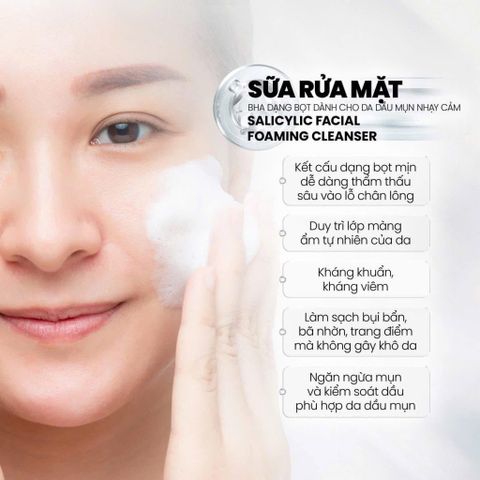 MD CARE Sữa Rửa Mặt BHA Dạng Bọt - Giảm Nhờn, Ngăn Ngừa Mụn, Làm Sạch Lỗ Chân Lông, Dưỡng Ẩm Cho Da Dầu & Nhạy Cảm (200ml)