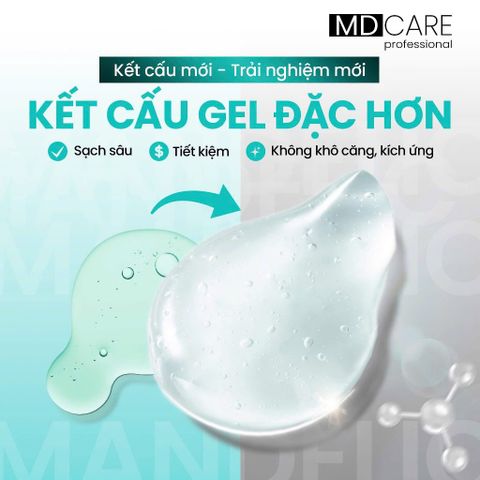 MD CARE Sữa Rửa Mặt Mandelic 5% - Gel Dịu Nhẹ Cấp Ẩm, Làm Sạch Lỗ Chân Lông, Giảm Mụn, Tẩy Tế Bào Chết Cho Da Rạng Rỡ 200ml