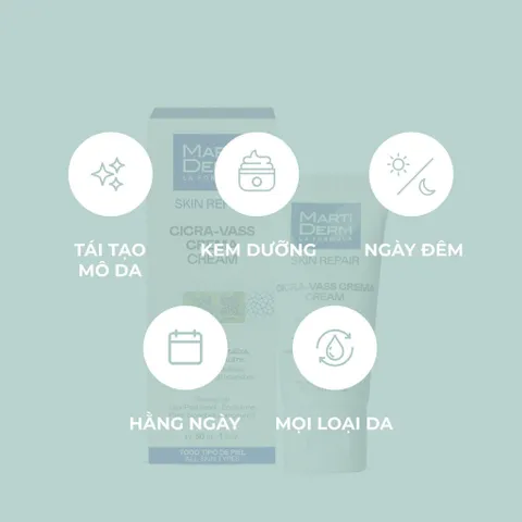 Kem Dưỡng Tái Tạo Da Nhạy Cảm Martiderm Skin Repair Cicra-Vass Cream 2ml - Chăm sóc làn da tổn thương, làm dịu và phục hồi nhanh chóng