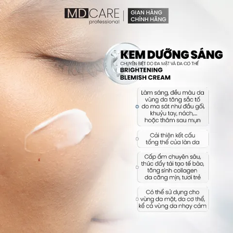 Kem Dưỡng Sạch Da MD CARE - Mờ Thâm Mụn, Nám và Tàn Nhang, Tăng Cường Độ Sáng và Collagen, Dành Cho Da Nhạy Cảm 50ml