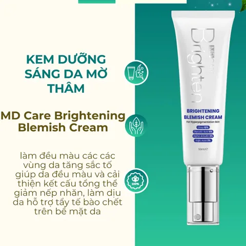 Kem Dưỡng Sạch Da MD CARE - Mờ Thâm Mụn, Nám và Tàn Nhang, Tăng Cường Độ Sáng và Collagen, Dành Cho Da Nhạy Cảm 50ml