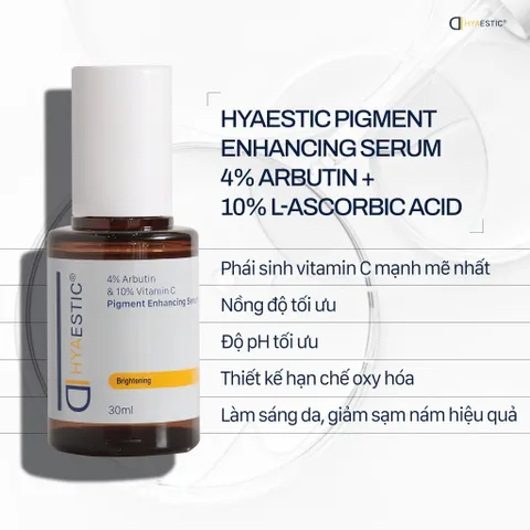 Hyaestic Serum Giảm Nám - Tinh Chất Enhancing 4% Arbutin & 10% Vitamin C, Chăm Sóc Da Sáng Mịn, Ngăn Ngừa Nám hiệu quả