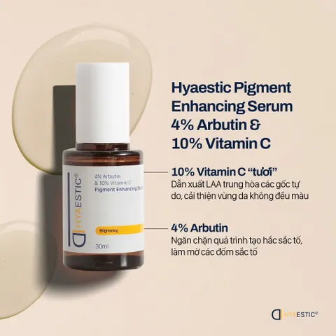 Hyaestic Serum Giảm Nám - Tinh Chất Enhancing 4% Arbutin & 10% Vitamin C, Chăm Sóc Da Sáng Mịn, Ngăn Ngừa Nám hiệu quả