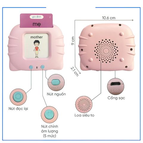 Máy Đọc Thẻ Flashcard Song Ngữ Anh Việt - Đồ Chơi Giáo Dục Sớm Cho Bé, 224 - 510 Từ Vựng Học Tiếng Anh Dễ Dàng