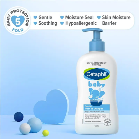Nước Tắm Gội Dịu Nhẹ Cetaphil Baby 400ml - Sản phẩm an toàn cho da nhạy cảm, không cay mắt, cho trẻ sơ sinh và trẻ nhỏ.