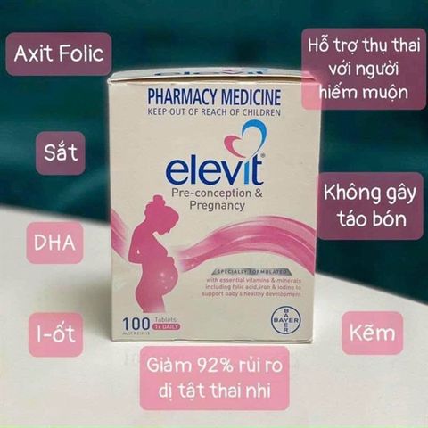 Viên Bổ bầu Elevit Cho Bà Bầu 100 Viên