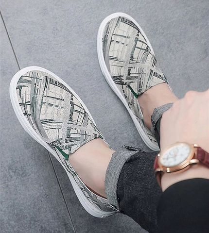 Giày Lười Nam T2505 - Slip-On Thoáng Khí Mùa Hè, Vải Dệt Kim, Đế Cao Su Chống Trơn Trượt, Phong Cách Thời Trang