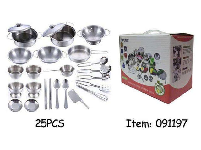 Bộ Đồ Chơi Nấu Ăn Inox 25 Chi Tiết Enpei 091197 - Đồ Chơi Giáo Dục Sáng Tạo Cho Trẻ Em Từ 3 Tuổi