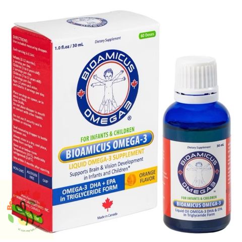 DHA BioAmicus Omega 3 Cho Trẻ Sơ Sinh - Không Tanh, Vị Ngon Dễ Chịu, Hỗ Trợ Phát Triển Não Bộ và Thị Giác