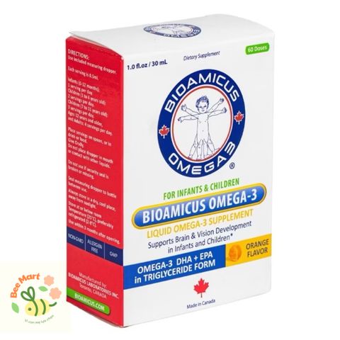 DHA BioAmicus Omega 3 Cho Trẻ Sơ Sinh - Không Tanh, Vị Ngon Dễ Chịu, Hỗ Trợ Phát Triển Não Bộ và Thị Giác