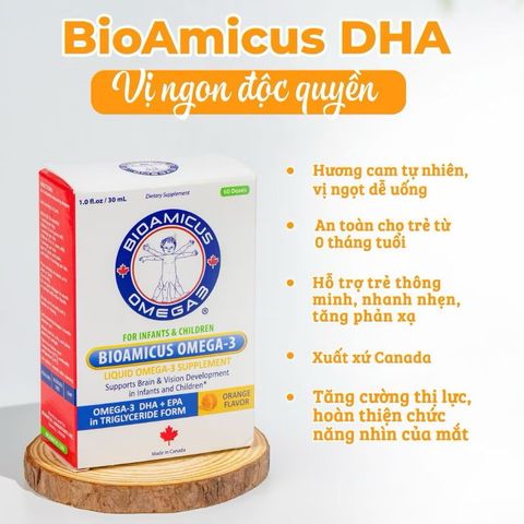 DHA BioAmicus Omega 3 Cho Trẻ Sơ Sinh - Không Tanh, Vị Ngon Dễ Chịu, Hỗ Trợ Phát Triển Não Bộ và Thị Giác